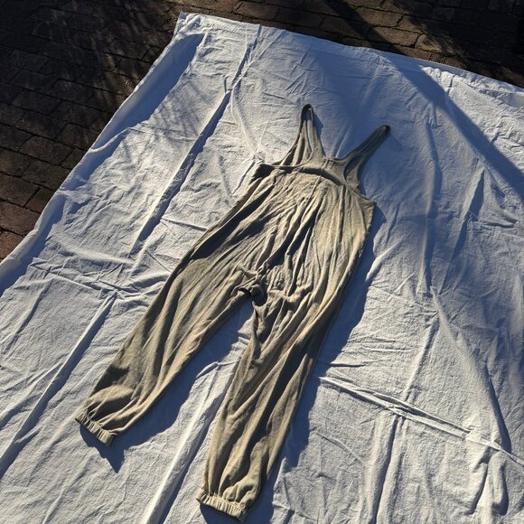 For Days Wear Wrecklessly Organic Cotton Relaxing Romper Distressed Khaki Sage - Picture 6 of 15